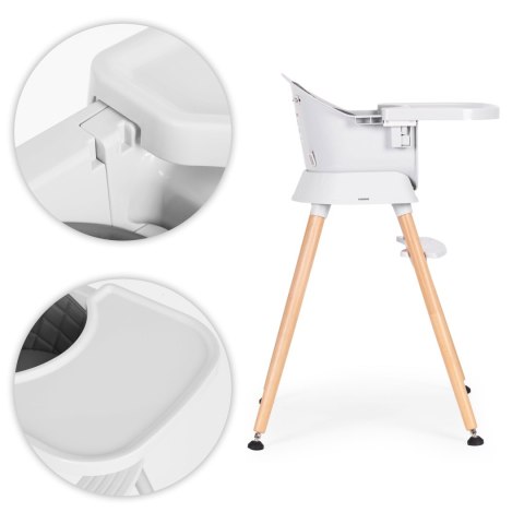 Fotelik krzesełko do karmienia dzieci 6w1 pikowane poszycie tacka szary ECOTOYS