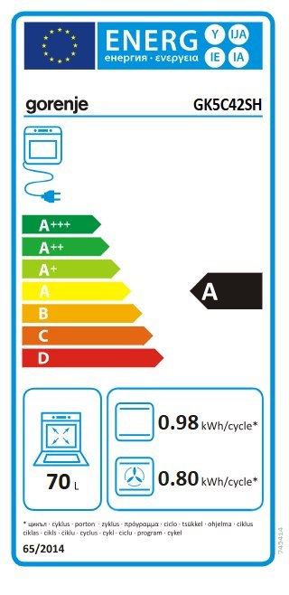 Gorenje Cooker | GK5C42SH | Hob type Gas | Oven type Electric | Grey | Width 50 cm | Depth 59.4 cm | 70 L