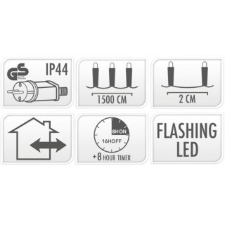 LAMPKI CHOINKOWE ŁAŃCUCH ŚWIETLNY 750 LED FLASH CIEPŁY BIAŁY