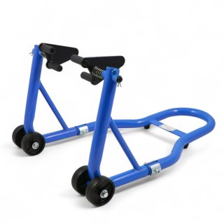 Stojak motocyklowy przedni niebieski stalowy 250 kg regulowany wytrzymały