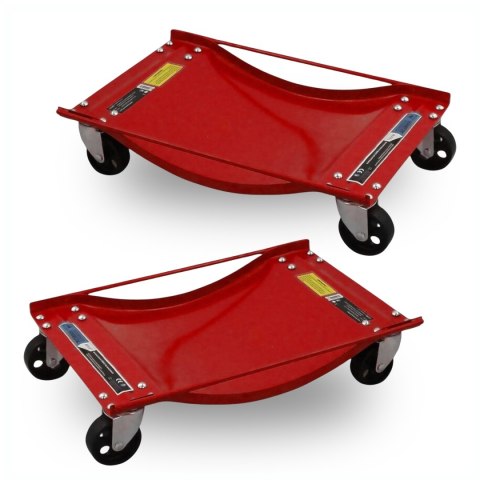Wózki Manewrowe 450 kg 2 Sztuki Czerwone Rolki Transportowe do Samochodów