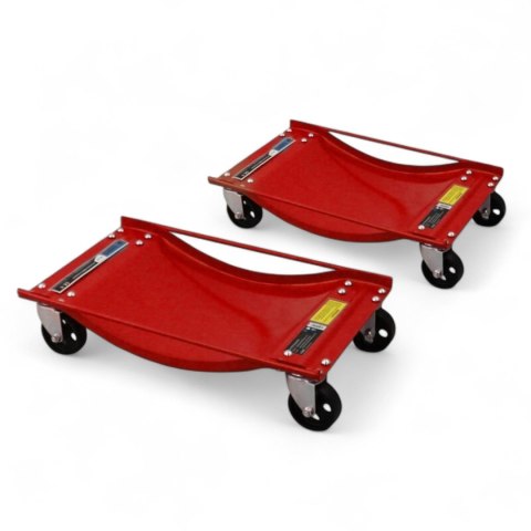 Wózki Manewrowe 450 kg 2 Sztuki Czerwone Rolki Transportowe do Samochodów