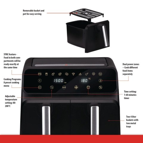 FRYTOWNICA BEZTŁUSZCZOWA 1700W 2x4L ALPINA