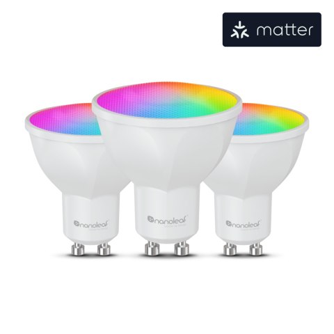 Nanoleaf Essentials Matter Wi-Fi GU10 Smart Bulb RGBCW 3pcs pack|Nanoleaf Essentials Matter Wi-Fi Smart Bulb, 3pcs|GU10|RGBCW