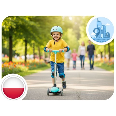 Hulajnoga trójkołowa dla dzieci balansowa świecąca w ciemności Ricokids Glow - turkusowa