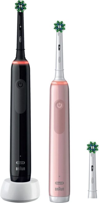Oral-B Electric Toothbrush | Pro 3 3900N Black/Pink Duopack | Rechargeable | For adults | Number of brush heads included 3 | Num