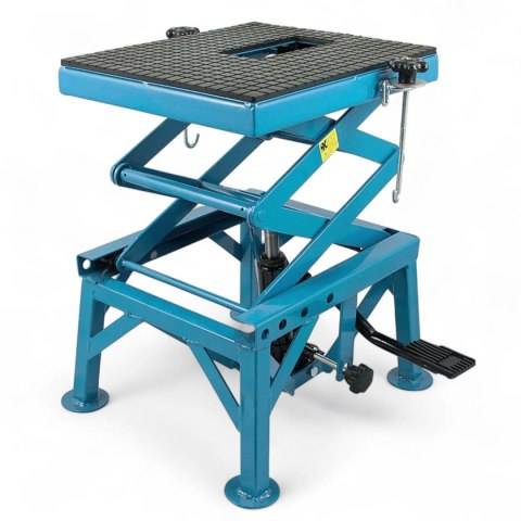 Podnośnik Motocyklowy Hydrauliczny Platforma 135 kg 87cm Niebieski stabilny