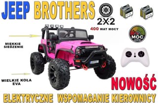 JEEP NA AKUMULATOR BROTHERS , WSPOMAGANIE KIEROWNICY, MIĘKKIE KOŁA, MIĘKKIE SIEDZENIE 24V - 400W/JEEP-JC-666