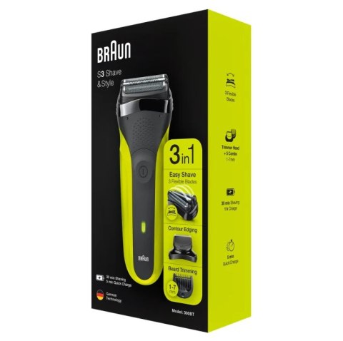 Braun | Shaver | 300BT Shave&Style | Operating time (max) 30 min | Black/Green