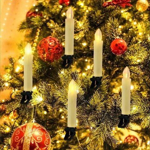 LAMPKI CHOINKOWE ŁAŃCUCH ŚWIETLNY ŚWIECZKI 50 LED CIEPŁY BIAŁY