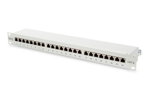 Digitus | Patch Panel | DN-91624S | Biały | Kategoria: CAT 6; Porty: 24 x RJ45; Wytrzymałość: 7,7 kg; Siła wkładania: 30N max | 