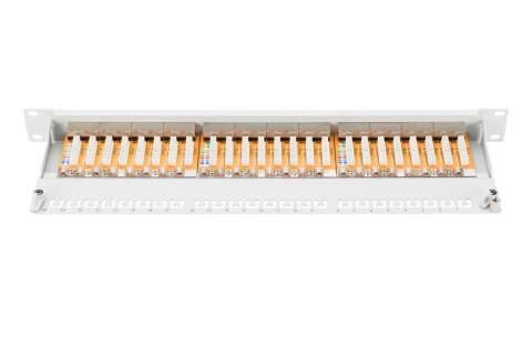 Digitus | Patch Panel | DN-91624S | Biały | Kategoria: CAT 6; Porty: 24 x RJ45; Wytrzymałość: 7,7 kg; Siła wkładania: 30N max | 