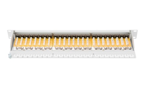 Digitus | Patch Panel | DN-91624S | Biały | Kategoria: CAT 6; Porty: 24 x RJ45; Wytrzymałość: 7,7 kg; Siła wkładania: 30N max | 