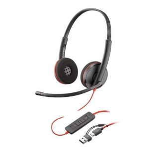 Słuchawki z mikrofonem Poly Blackwire 3320 Stereo USB-C + adapter USB-C/A czarne