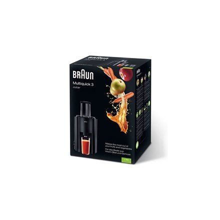 Wyciskarka do soków automatyczna Braun J 300 BK, Kolor Czarny, Moc 800 W, Duży otwór do owoców, 2 prędkości.