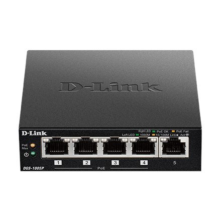 D-Link | Switch | DGS-1005P | Niezarządzany | Desktop | Porty 1 Gbps (RJ-45) w liczbie 5 | Porty PoE w liczbie 4 | Typ zasilania