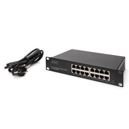 Digitus | 16-portowy przełącznik Gigabit Ethernet | DN-80115 | Niezarządzany | Do montażu w szafie | Ilość portów 10/100 Mb/s (R