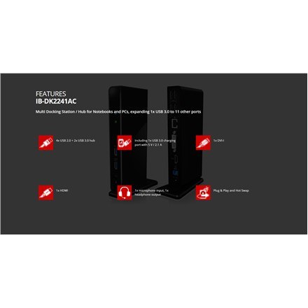 Raidsonic | ICY BOX | Stacja dokująca IB-DK2241AC | Stacja dokująca USB-A | Gwarancja 12 miesięcy
