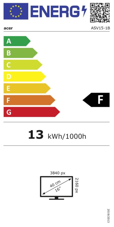 Acer | LED | ASV15-1B | 15,6 " | IPS | 16:9 | 60 Hz | 30 ms | Nie | 3840 x 2160 pikseli | 323 cd/m² | Porty HDMI w ilości 1 | Cz