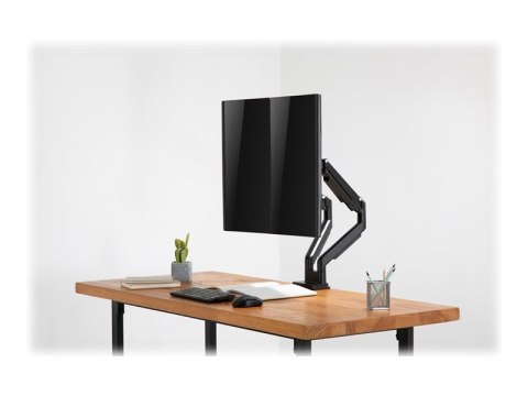 Digitus | Uchwyt biurkowy | Uniwersalny uchwyt do dwóch monitorów ze sprężyną gazową i zaciskiem | Obrotowy, regulacja wysokości