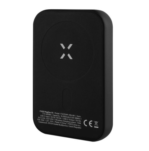 Fixed | MagZen (2. gen.) z bezprzewodowym ładowaniem i obsługą MagSafe Power bank | FIXZENM2-10-BK | 10000 mAh | USB-C: 5V/2A, 9