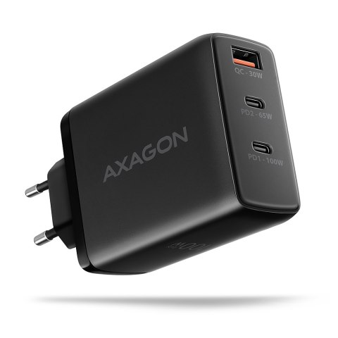 AXAGON GaN wallcharger, 3x port (USB-A + 2x USB-C), PD3.0/PPS/QC4+/SFC2.0/AFC/SCP/FCP/Apple, 100W | ACU-DPQ100