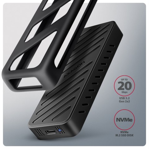 AXAGON USB-C 20Gbps - M.2 NVMe SSD ARMORED Box | EEM2-20G