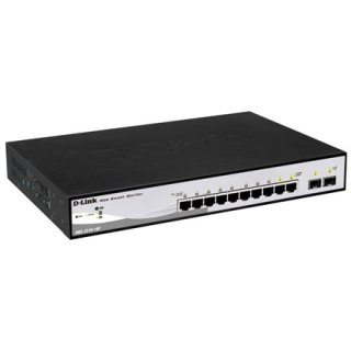D-LINK DGS-1210-10P, Gigabit Smart III Switch with 8 10/100/1000Base-T PoE ports and 2 combo 1000Base-T/MiniGBIC (SFP) ports, 80
