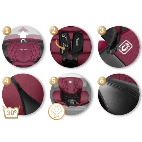 Fotelik samochodowy Nukido Prestige Line czarno-różowy 0-36 kg ISOFIX Fotelik samochodowy Nukido Prestige Line czarno-różowy 0-36 kg ISOFIX