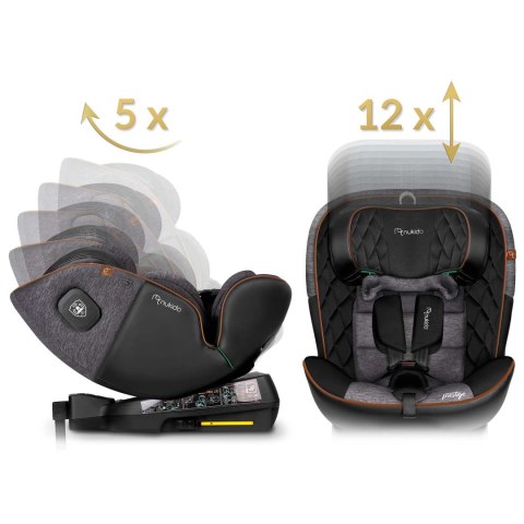 Fotelik samochodowy Nukido Prestige Line czarno-szary 0-36 kg ISOFIX Fotelik samochodowy Nukido Prestige Line czarno-szary 0-36 kg ISOFIX