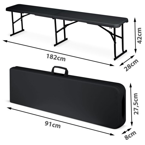 Ławka ogrodowa cateringowa składana 180 cm Plonos czarna Ławka ogrodowa cateringowa składana 180 cm Plonos czarna