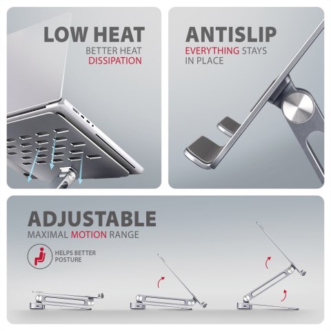 Podstawka AXAGON HMC-STND dla laptopów 10"-16" i huba USB 5Gbps, 3x USB-A, HDMI 4K/60Hz, RJ-45 | AXAGON