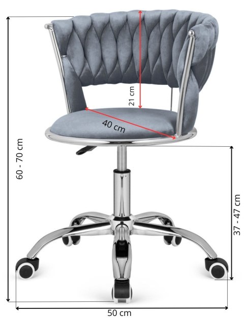 Krzesło obrotowe warkocz TRECCIA OFFICE GREY VELVET OUTLET