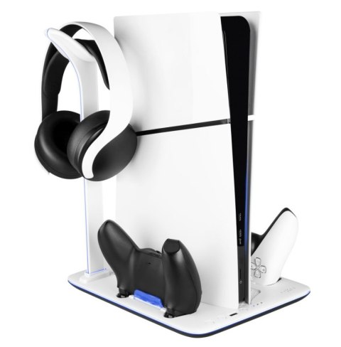 Stacjonarna stacja wielofunkcyjna dla PlayStation 5 (Slim) z wentylatorami i ładowaniem dla dwóch kontrolerów DualSense | FIXPS5