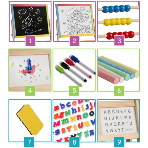 Duża magnetyczna kredowa tablica obrotowa z zegarem Ricokids - wielokolorowa Duża magnetyczna kredowa tablica obrotowa z zegarem Ricokids - wielokolorowa
