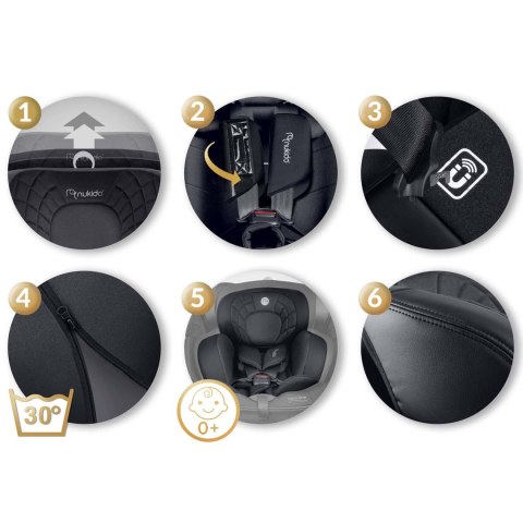 Fotelik samochodowy Nukido Aero Line czarny 0-36 kg ISOFIX Fotelik samochodowy Nukido Aero Line czarny 0-36 kg ISOFIX