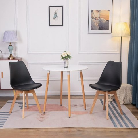 Komplet 4 krzeseł do salonu jadalni z poduszką ekoskóra Czarne ModernHome Komplet 4 krzeseł do salonu jadalni z poduszką ekoskóra Czarne ModernHome