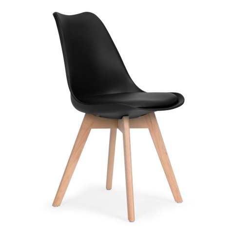 Komplet 4 krzeseł do salonu jadalni z poduszką ekoskóra Czarne ModernHome Komplet 4 krzeseł do salonu jadalni z poduszką ekoskóra Czarne ModernHome