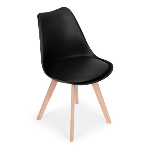 Komplet 4 krzeseł do salonu jadalni z poduszką ekoskóra Czarne ModernHome Komplet 4 krzeseł do salonu jadalni z poduszką ekoskóra Czarne ModernHome