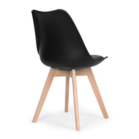 Komplet 4 krzeseł do salonu jadalni z poduszką ekoskóra Czarne ModernHome Komplet 4 krzeseł do salonu jadalni z poduszką ekoskóra Czarne ModernHome