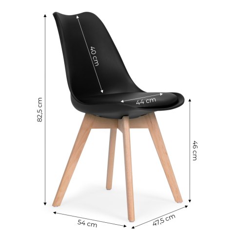 Komplet 4 krzeseł do salonu jadalni z poduszką ekoskóra Czarne ModernHome Komplet 4 krzeseł do salonu jadalni z poduszką ekoskóra Czarne ModernHome