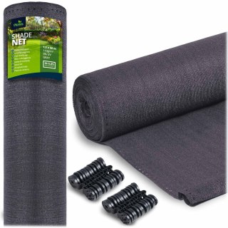 Siatka cieniująca 1,5x25m 110g/m2 + 50 zacisków szara