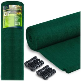 Siatka cieniująca 1,5x25m 140g/m2 + 50 zacisków zielona
