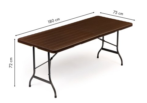Stół cateringowy bankietowy ogrodowy składany 180x75 cm brązowy ModernHome Stół cateringowy bankietowy ogrodowy składany 180x75 cm brązowy ModernHome