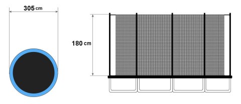 Wewnętrzna siatka ochronna na trampolinę 10ft 8 słupków 305cm Wewnętrzna siatka ochronna na trampolinę 10ft 8 słupków 305cm
