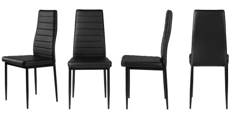 Zestaw krzeseł do jadalni salonu z ekoskóry 4 sztuki wysokie oparcie czarne ModernHome Zestaw krzeseł do jadalni salonu z ekoskóry 4 sztuki wysokie oparcie czarne ModernHome