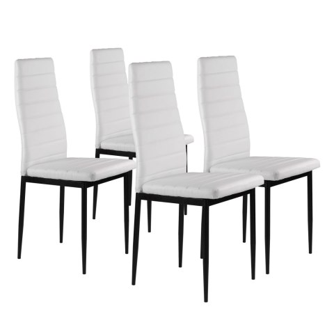 Zestaw krzeseł do jadalni salonu z krzesło ekoskóry 4 szt. wysokie oparcie - białe ModernHome Zestaw krzeseł do jadalni salonu z krzesło ekoskóry 4 szt. wysokie oparcie - białe ModernHome