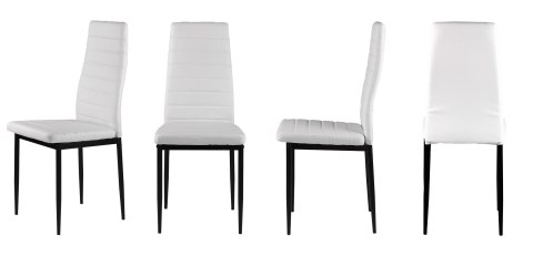 Zestaw krzeseł do jadalni salonu z krzesło ekoskóry 4 szt. wysokie oparcie - białe ModernHome Zestaw krzeseł do jadalni salonu z krzesło ekoskóry 4 szt. wysokie oparcie - białe ModernHome
