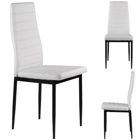 Zestaw krzeseł do jadalni salonu z krzesło ekoskóry 4 szt. wysokie oparcie - białe ModernHome Zestaw krzeseł do jadalni salonu z krzesło ekoskóry 4 szt. wysokie oparcie - białe ModernHome