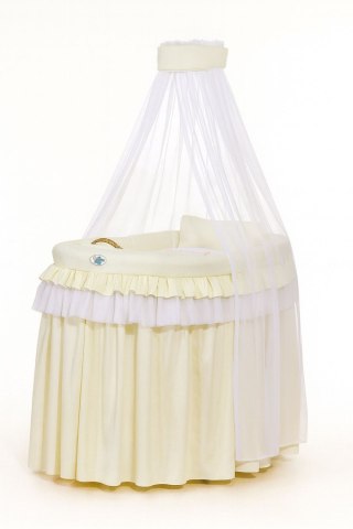 Kosz Mojżesza wiklinowy z baldachimem - Little Prince kremowy